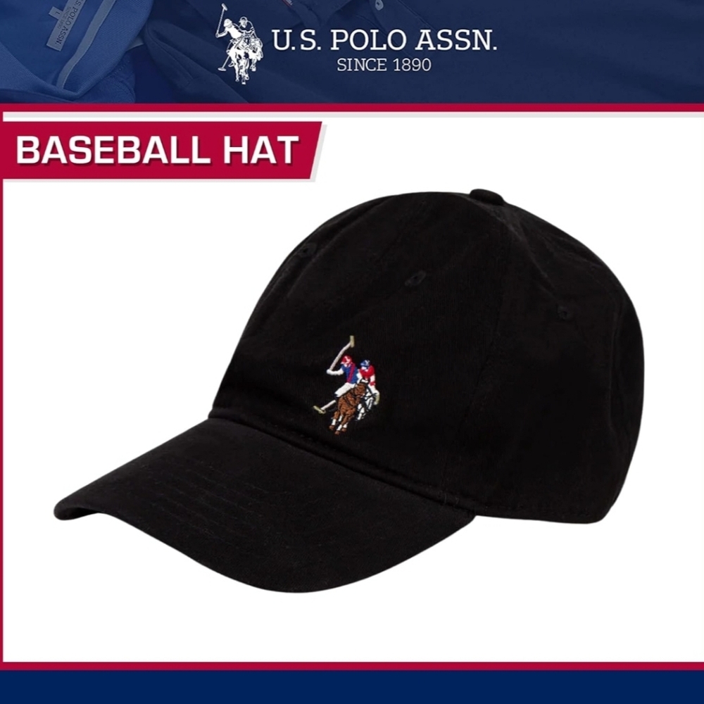 U.S. Polo Assn. Black Baseball Cap with Multicolor Rider Embroidery